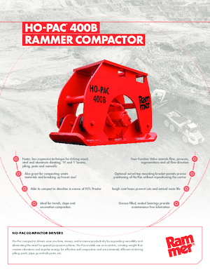 हाइड्रोलिक एक्सकेवेटर के लिए कॉम्पेक्टर Rammer Ho-Pac 400B