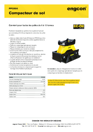 हाइड्रोलिक एक्सकेवेटर के लिए कॉम्पेक्टर engcon PP3200