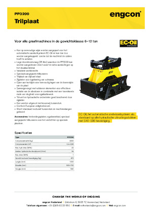 हाइड्रोलिक एक्सकेवेटर के लिए कॉम्पेक्टर engcon PP3200