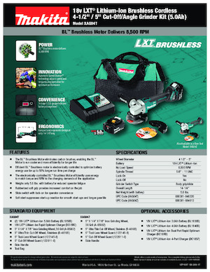 कॉर्डलेस एंगल ग्राइंडर Makita XAG04T