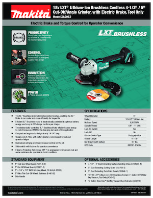 कॉर्डलेस एंगल ग्राइंडर Makita XAG09Z