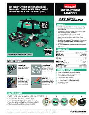 कॉर्डलेस एंगल ग्राइंडर Makita XAG12PT1