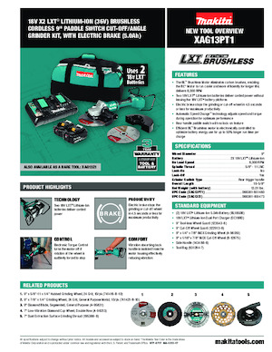 कॉर्डलेस एंगल ग्राइंडर Makita XAG13PT1 