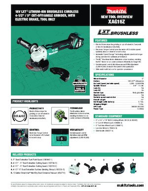 कॉर्डलेस एंगल ग्राइंडर Makita XAG16Z