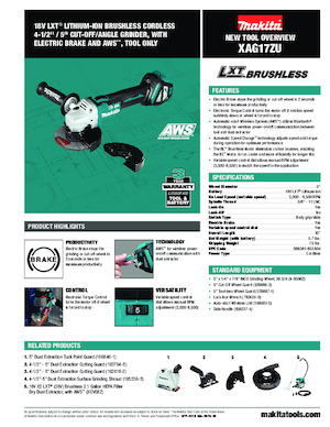कॉर्डलेस एंगल ग्राइंडर Makita XAG17ZU