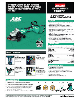 कॉर्डलेस एंगल ग्राइंडर Makita XAG22ZU1
