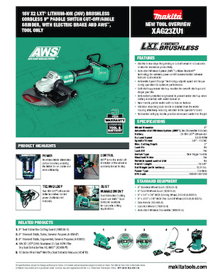 कॉर्डलेस एंगल ग्राइंडर Makita XAG23ZU1