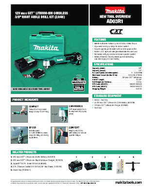 कॉर्डलेस ड्रिल और स्क्रू ड्राइवर Makita AD03R1