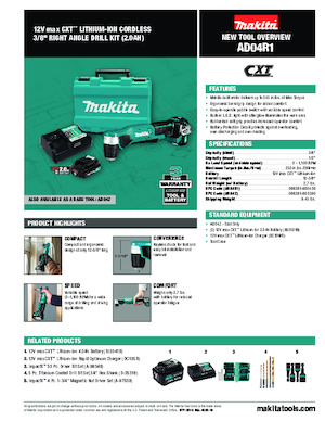 कॉर्डलेस ड्रिल और स्क्रू ड्राइवर Makita AD04R1