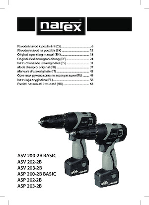 कॉर्डलेस ड्रिल और स्क्रू ड्राइवर Narex ASP 203-2B