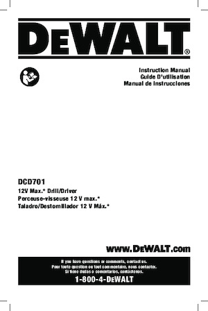 कॉर्डलेस ड्रिल और स्क्रू ड्राइवर DEWALT DCD701F2