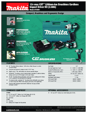 कॉर्डलेस इम्पैक्ट ड्राइवर और रिंच Makita DT04R1