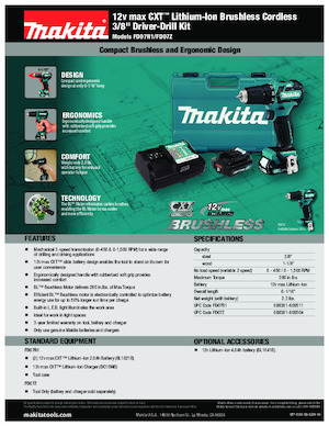 कॉर्डलेस ड्रिल और स्क्रू ड्राइवर Makita FD07R1