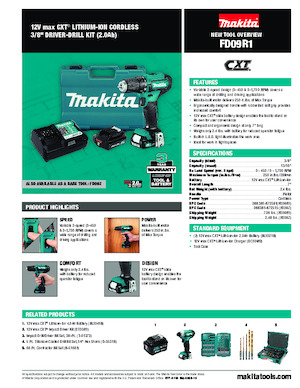 कॉर्डलेस ड्रिल और स्क्रू ड्राइवर Makita FD09Z