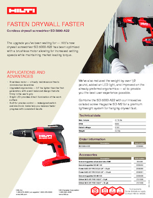 कॉर्डलेस ड्रिल और स्क्रू ड्राइवर Hilti SD 5000-A22 02 
