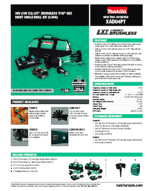 कॉर्डलेस ड्रिल और स्क्रू ड्राइवर Makita XAD04PT