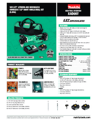कॉर्डलेस ड्रिल और स्क्रू ड्राइवर Makita XAD05T
