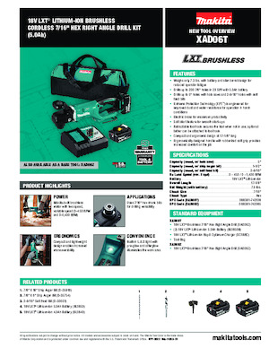 कॉर्डलेस ड्रिल और स्क्रू ड्राइवर Makita XAD06T