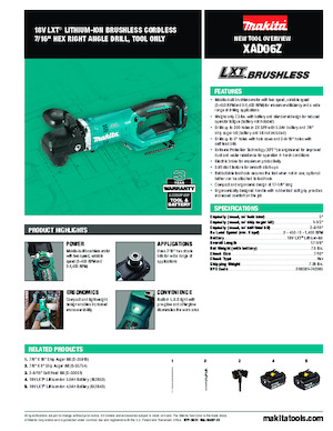 कॉर्डलेस ड्रिल और स्क्रू ड्राइवर Makita XAD06Z