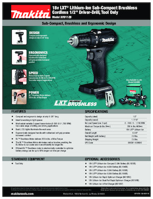 कॉर्डलेस ड्रिल और स्क्रू ड्राइवर Makita XFD11ZB