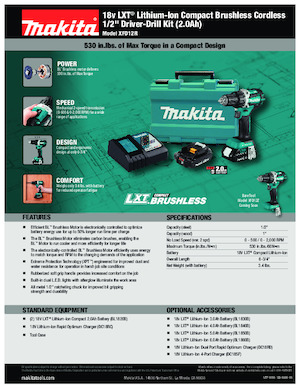 कॉर्डलेस ड्रिल और स्क्रू ड्राइवर Makita XFD12R