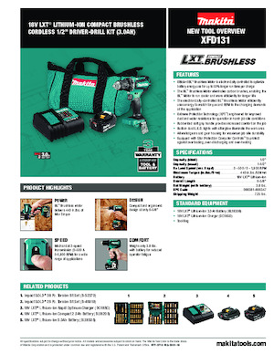 कॉर्डलेस ड्रिल और स्क्रू ड्राइवर Makita XFD131