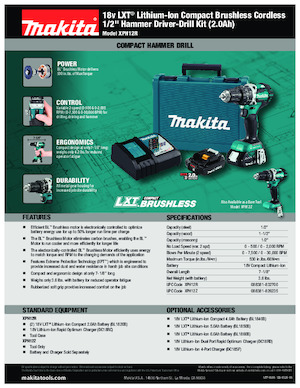 कॉर्डलेस ड्रिल और स्क्रू ड्राइवर Makita XPH12R