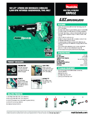 कॉर्डलेस ड्रिल और स्क्रू ड्राइवर Makita XRF03Z