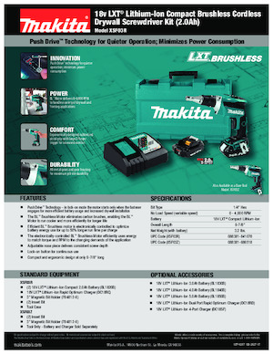 कॉर्डलेस ड्रिल और स्क्रू ड्राइवर Makita XSF03R
