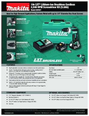 कॉर्डलेस ड्रिल और स्क्रू ड्राइवर Makita XSF05T
