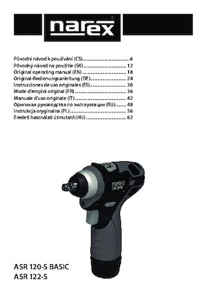 कॉर्डलेस इम्पैक्ट ड्राइवर और रिंच Narex ASR 122-S