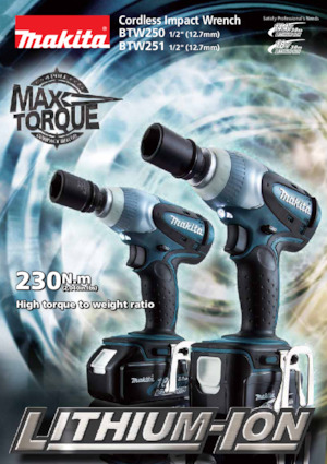 कॉर्डलेस इम्पैक्ट ड्राइवर और रिंच Makita BTW250 
