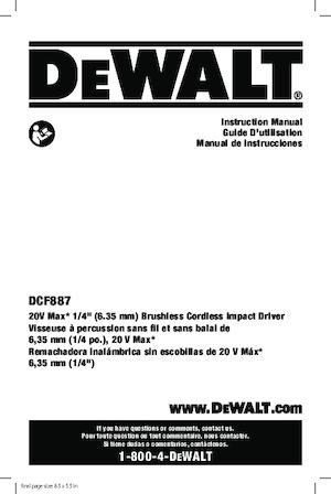 कॉर्डलेस इम्पैक्ट ड्राइवर और रिंच DEWALT DCF887D2
