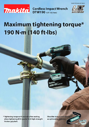 कॉर्डलेस इम्पैक्ट ड्राइवर और रिंच Makita DTW190