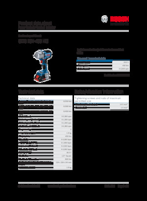 कॉर्डलेस इम्पैक्ट ड्राइवर और रिंच Bosch GDS 18V-450 HC