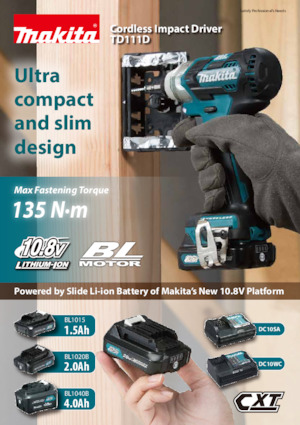 कॉर्डलेस इम्पैक्ट ड्राइवर और रिंच Makita TD111D