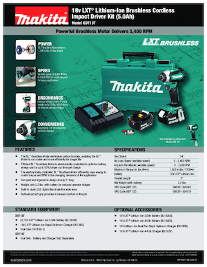कॉर्डलेस इम्पैक्ट ड्राइवर और रिंच Makita XDT13T