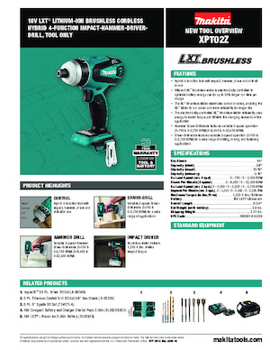 कॉर्डलेस इम्पैक्ट ड्राइवर और रिंच Makita XPT02Z