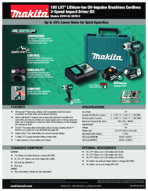 कॉर्डलेस इम्पैक्ट ड्राइवर और रिंच Makita XST01Z
