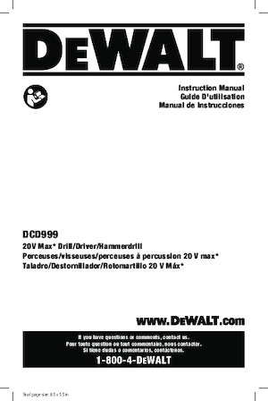 कॉर्डलेस रोटरी हैमर एसडीएस DEWALT DCD999B