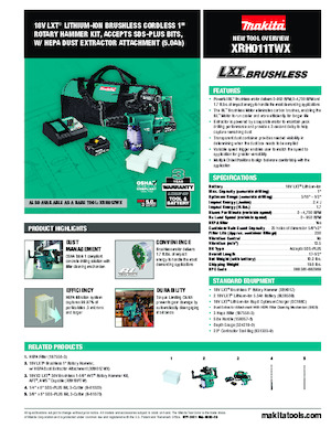 कॉर्डलेस रोटरी हैमर एसडीएस Makita XRH011TWX 