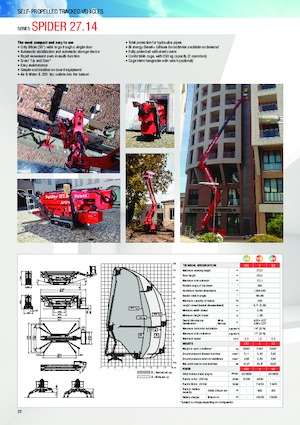 क्रॉलर आर्टिकुलेटिंग बूम लिफ्ट Platform Basket SPIDER 27.14 E