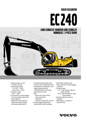 क्रॉलर एक्सकेवेटर Volvo EC240LC