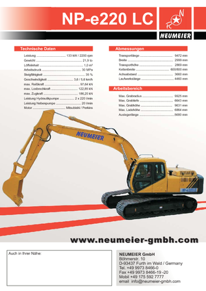 क्रॉलर एक्सकेवेटर Neumeier NP-e 220 LC
