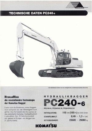क्रॉलर एक्सकेवेटर Komatsu PC240LC-6 active Plus
