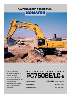 क्रॉलर एक्सकेवेटर Komatsu PC750SE-6