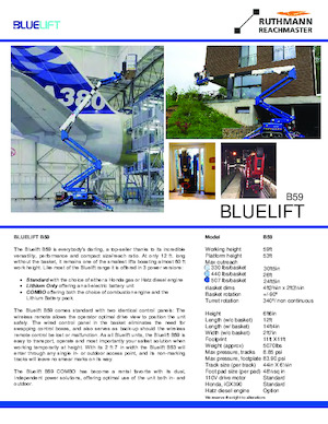 क्रॉलर आर्टिकुलेटिंग बूम लिफ्ट Ruthmann BLUELIFT B59