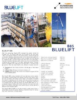 क्रॉलर आर्टिकुलेटिंग बूम लिफ्ट Ruthmann BLUELIFT B85