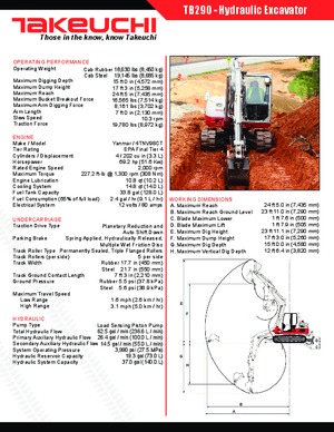 क्रॉलर एक्सकेवेटर Takeuchi TB290