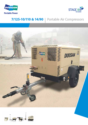 पोर्टेबल एयर कंप्रेसर - डीजल, इलेक्ट्रिक, गैसोलीन Doosan 7/125